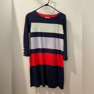 Anthropologie Navy and Red Striped Dress